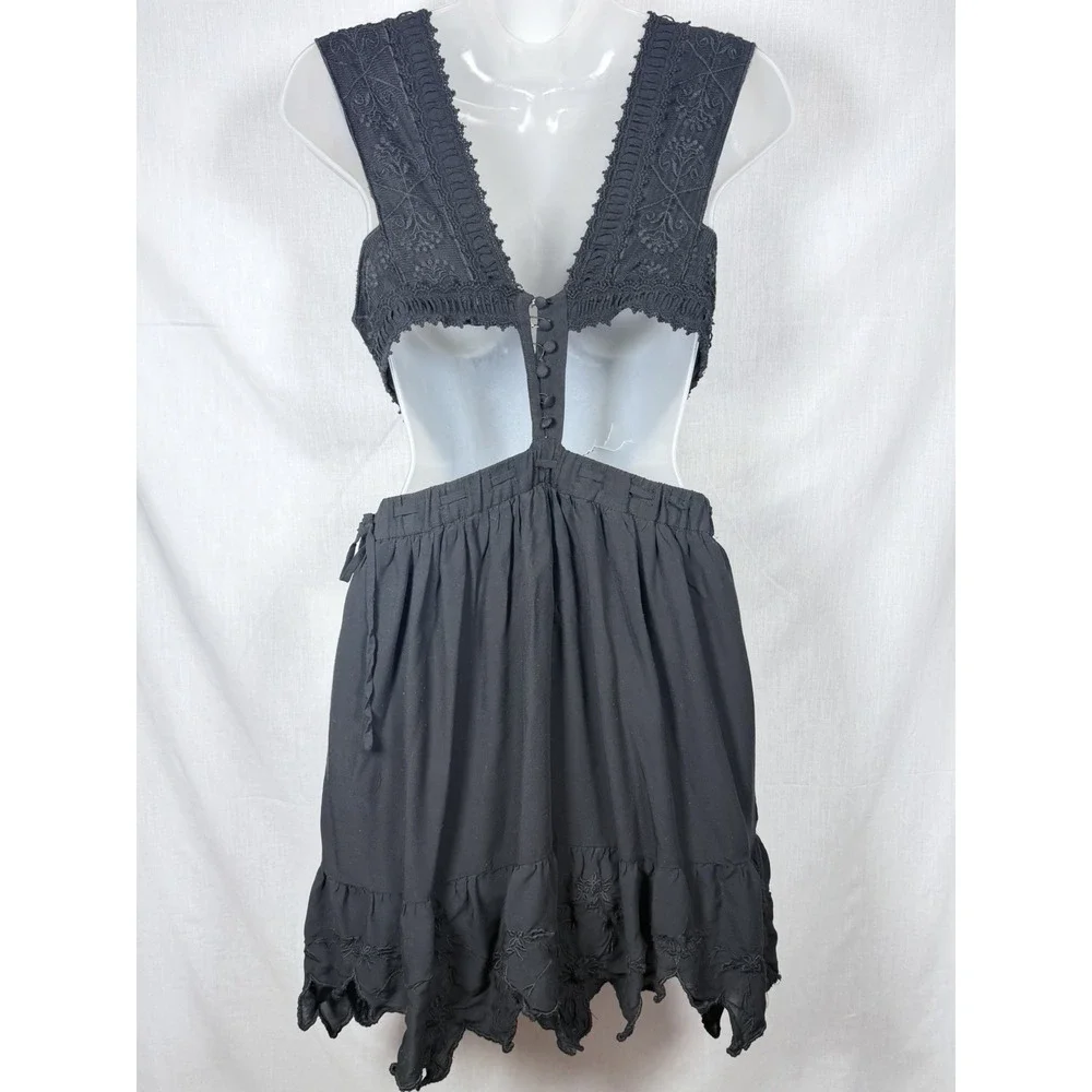 Free People Lace Open Back Mini Dress 4 Honeysuckle Boho Fairy‎ Grunge Gothic